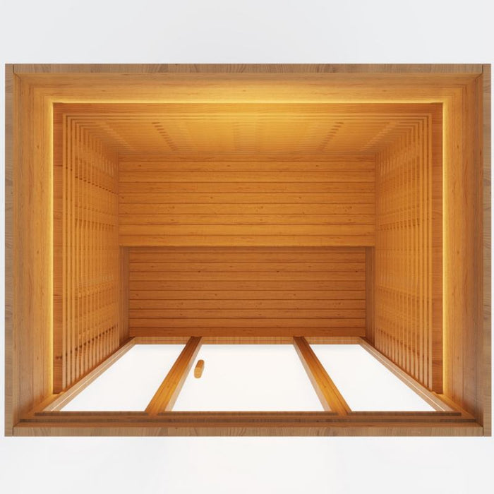 Waterproof Outdoor 4 Person Infrared Sauna Cabin | Full Spectrum, Bluetooth, Canadian Hemlock