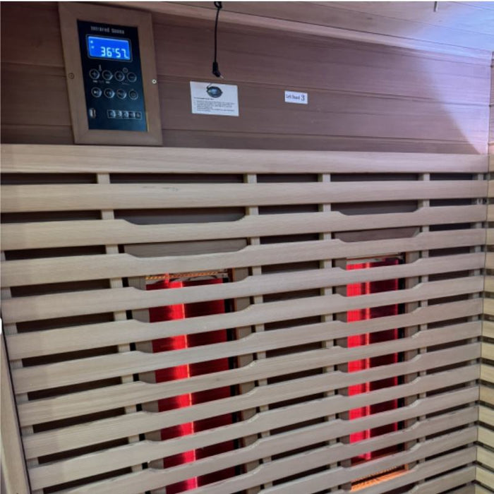 Waterproof Outdoor 4 Person Infrared Sauna Cabin | Full Spectrum, Bluetooth, Canadian Hemlock