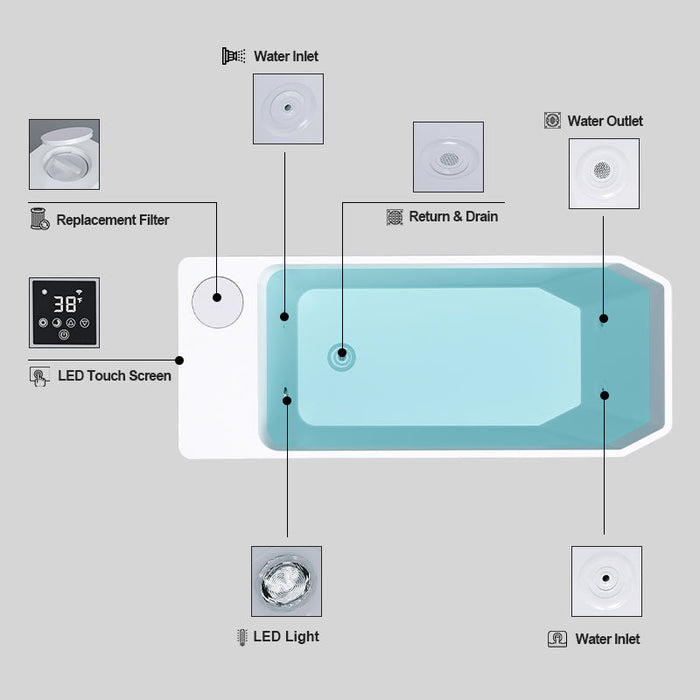 All-in-One Acrylic Cold Plunge Tub with Built-In Chiller