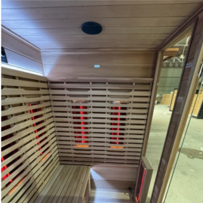 Waterproof Outdoor 4 Person Infrared Sauna Cabin | Full Spectrum, Bluetooth, Canadian Hemlock